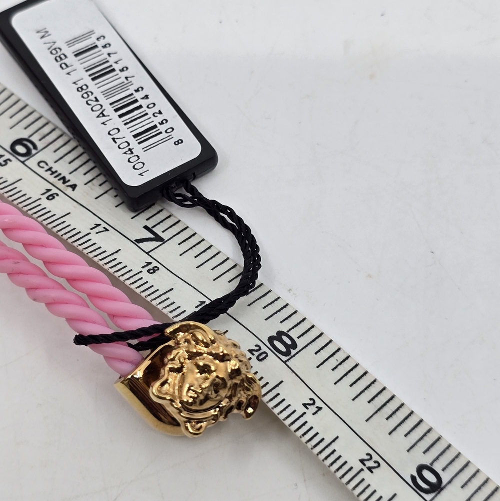 Versace Pink & Gold Rubber Medusa Bracelet in Candy Oro - Picture 7 of 7